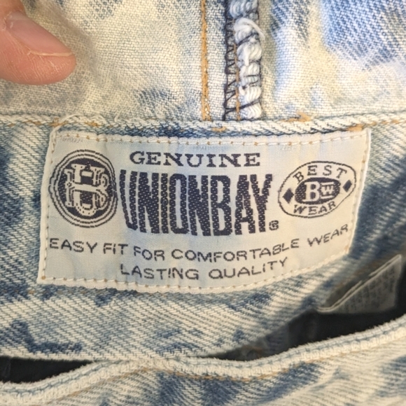 Vintage Girls Union Bay Bleached Denim Short Overalls XL - Picture 6 of 8